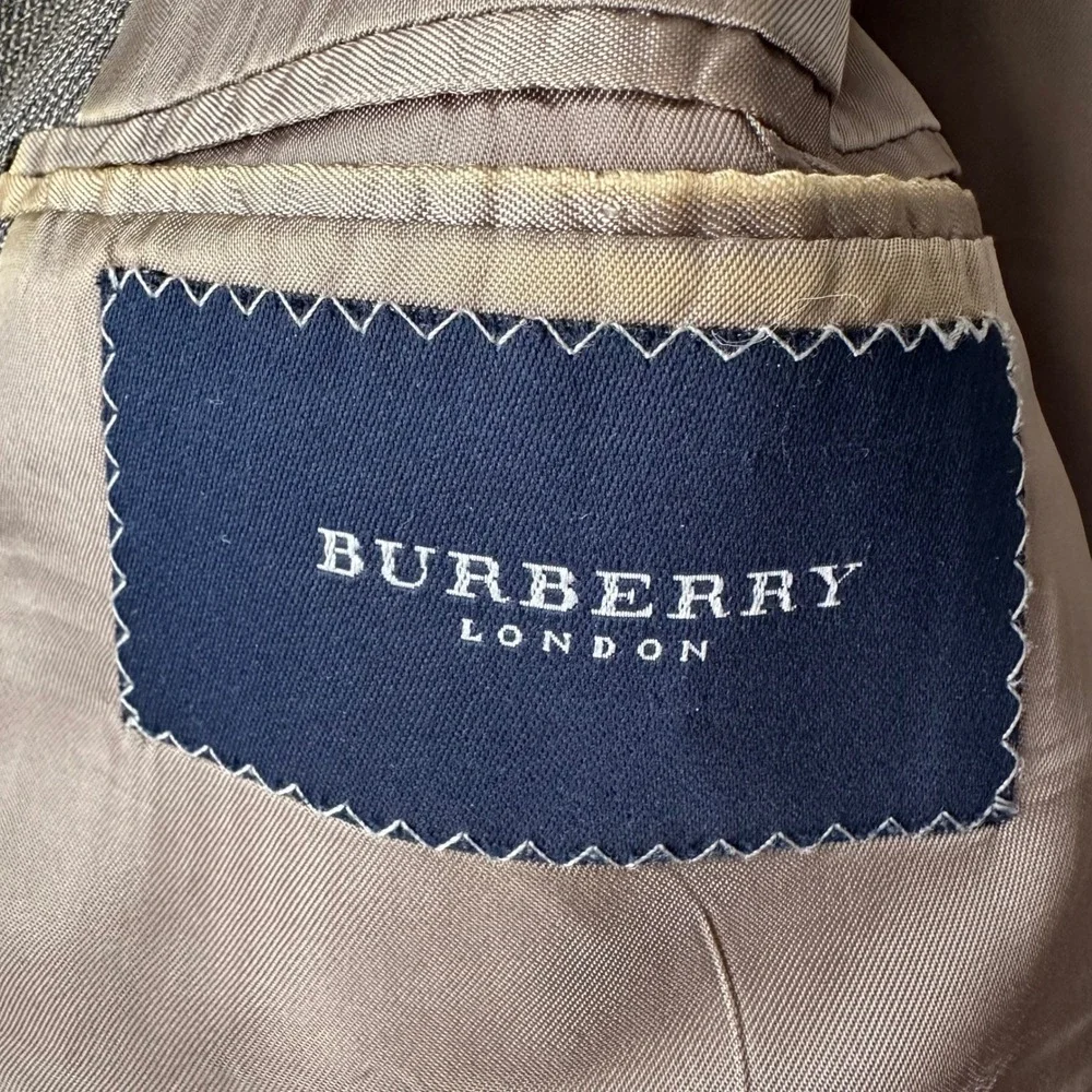 Burberry London Mens Classic Fit Wool Blend‎ Blazer Jacket Taupe Plaid Size XL